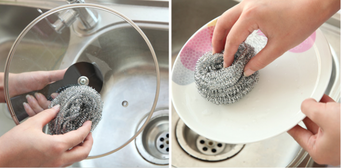 Esponja da limpeza do prato do fio inoxidável, esponja forte da máquina de lavar louça da absorção de água